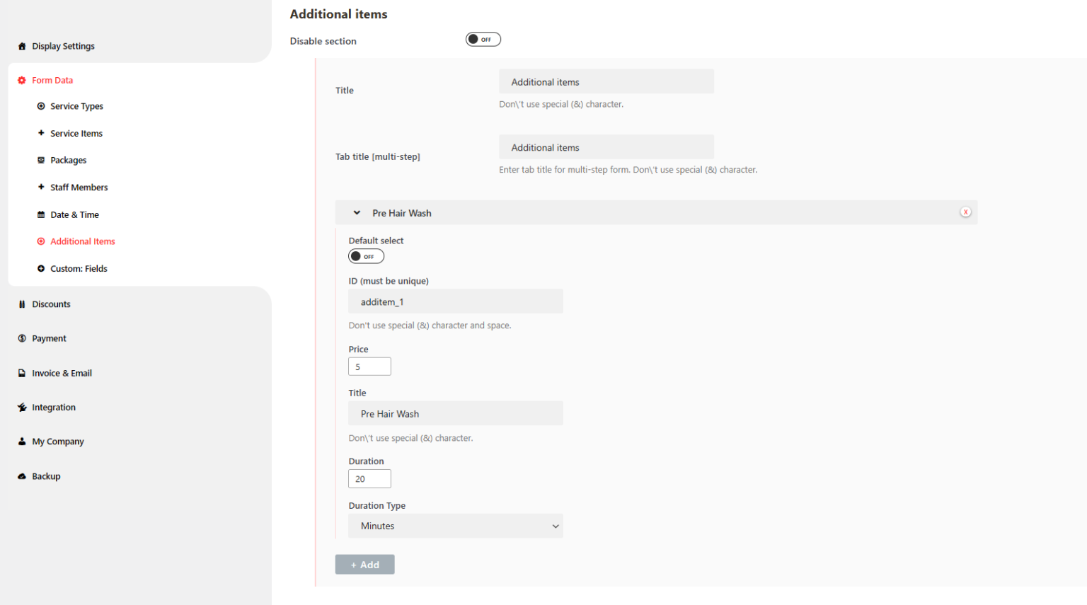 Additional Items - Documentation - Salonly