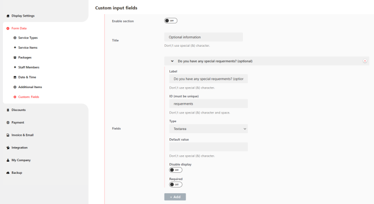 Custom Fields - Documentation - Salonly