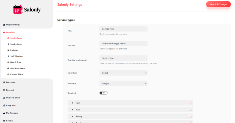 Types - Documentation - Salonly